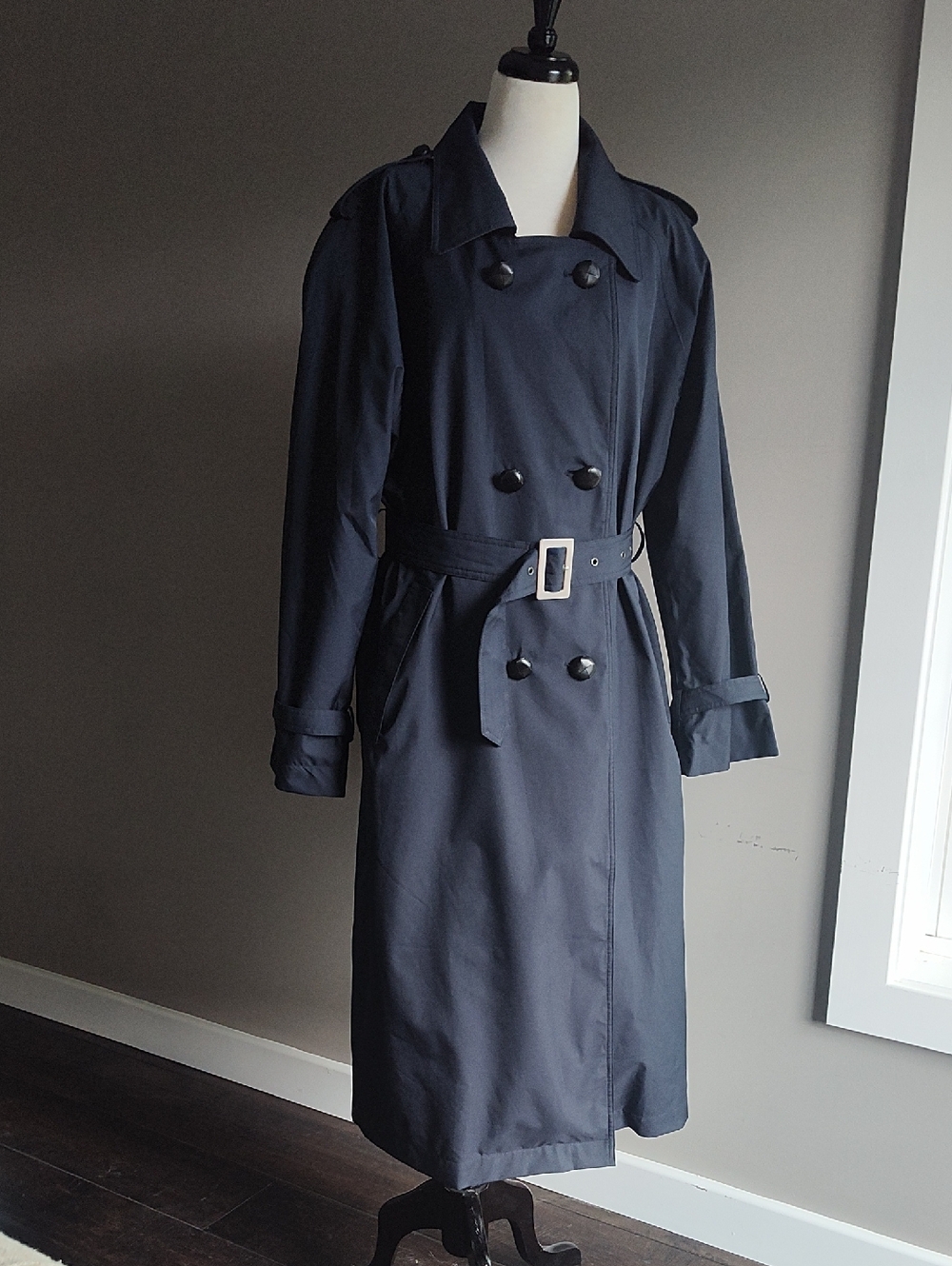 Beautiful Steel Blue Men's GORE-TEX  Waterproof Trench Coat With Plaid Lining